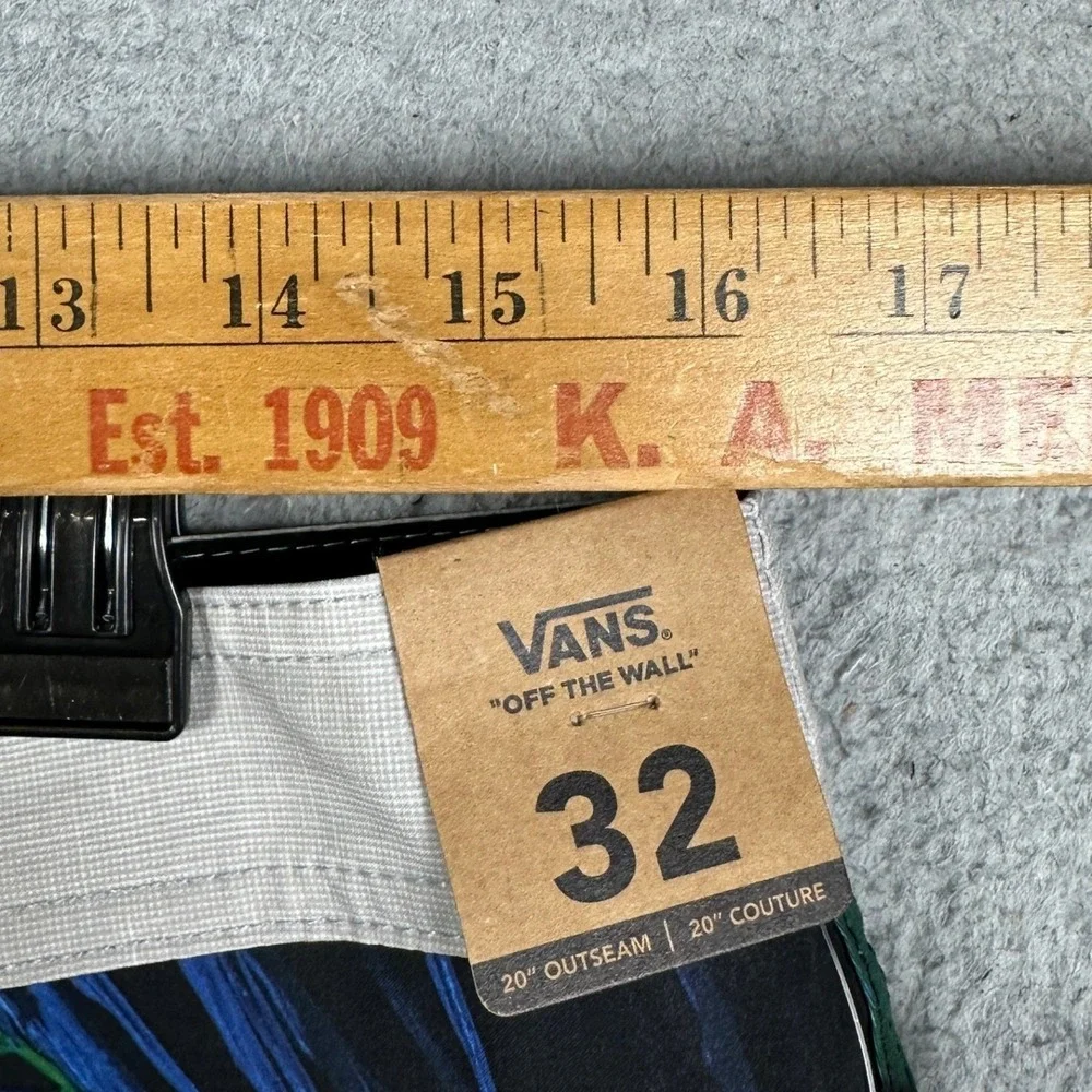 NEW Vans Swim Trunks Mens 32 Black Blue Tropical Floral Striped Board Shorts